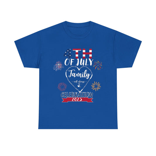 4th of July family Patriotic Celebration Tee - 4th of July Unisex Heavy Cotton Shirt, Independence Day Apparel, Summer Party T-Shirt, Fireworks Graphic Top