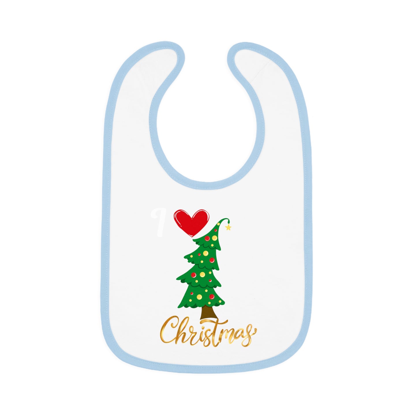 I love Christmas, Baby Contrast Trim Jersey Bib