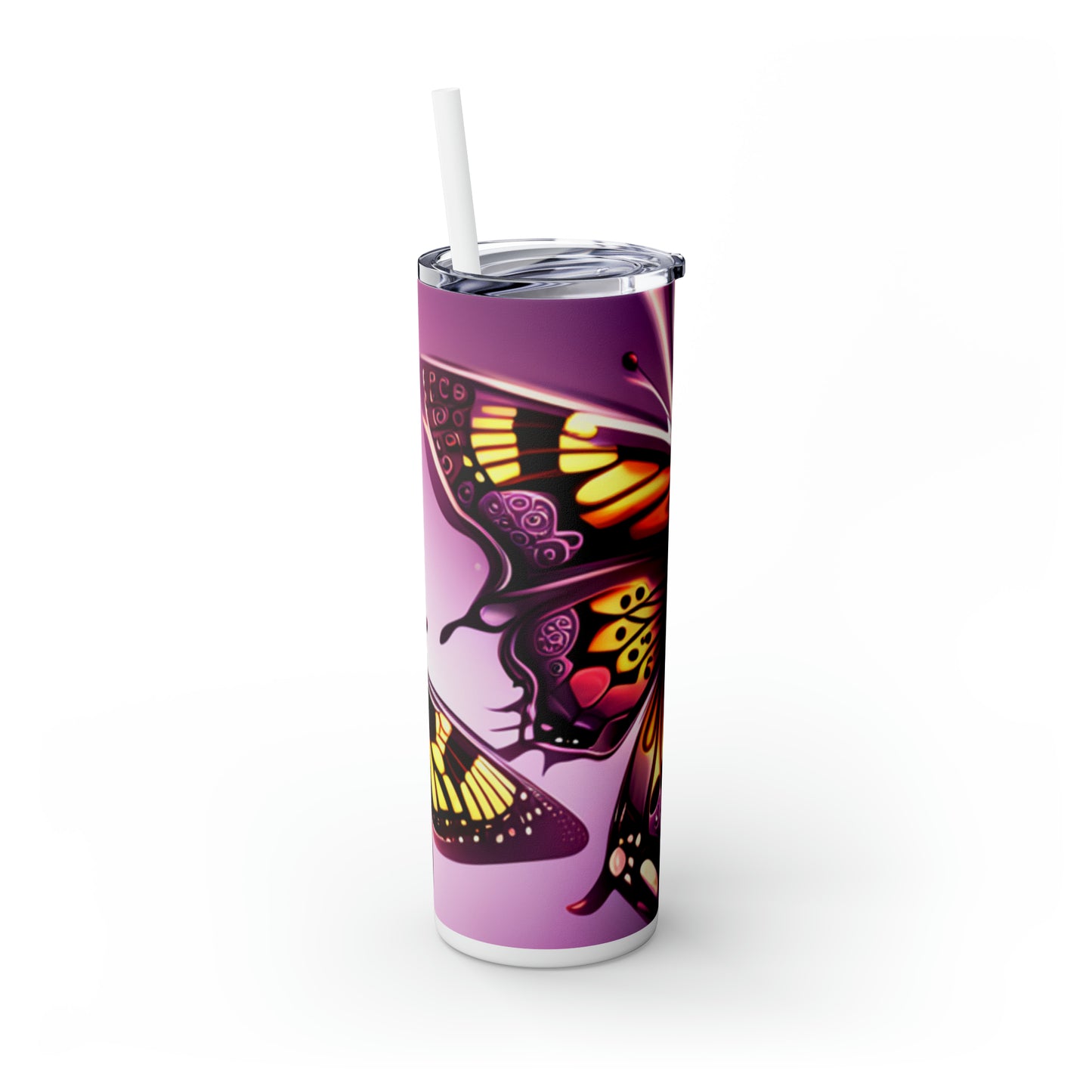 Butterflies Skinny Tumbler with Straw, 20oz