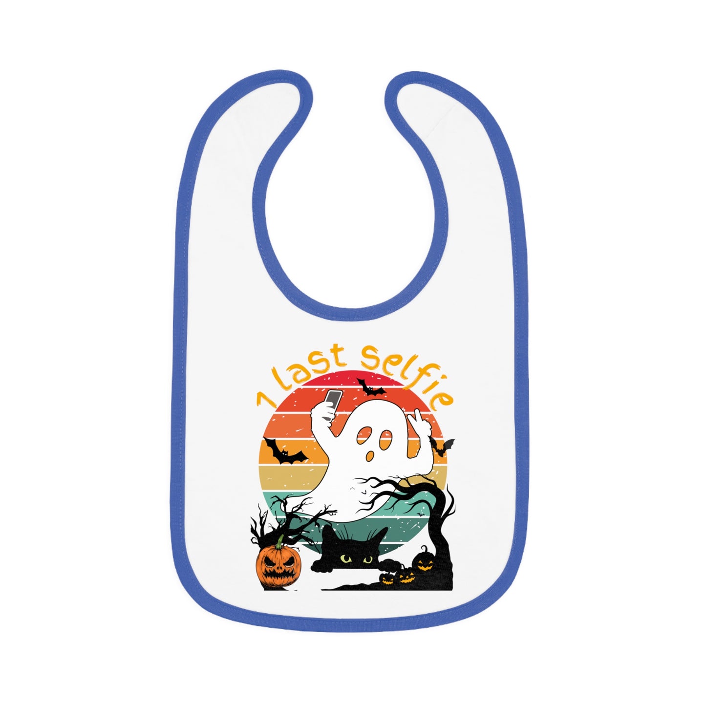 Happy Halloween, 1 last selfie, Baby Contrast Trim Jersey Bib