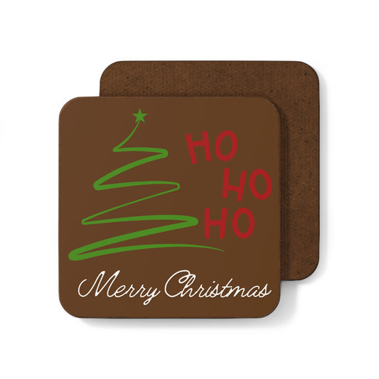 Ho ho ho Merry Christmas, Hardboard Back Coaster