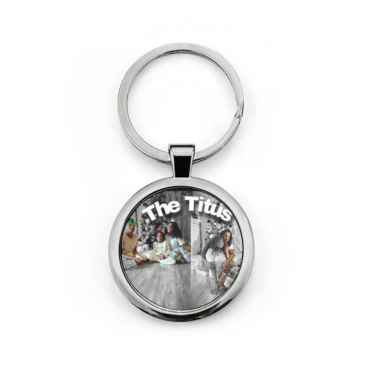 Titus Personalized Round Stainless Steel Keychain — Custom Photo & Name Keyring