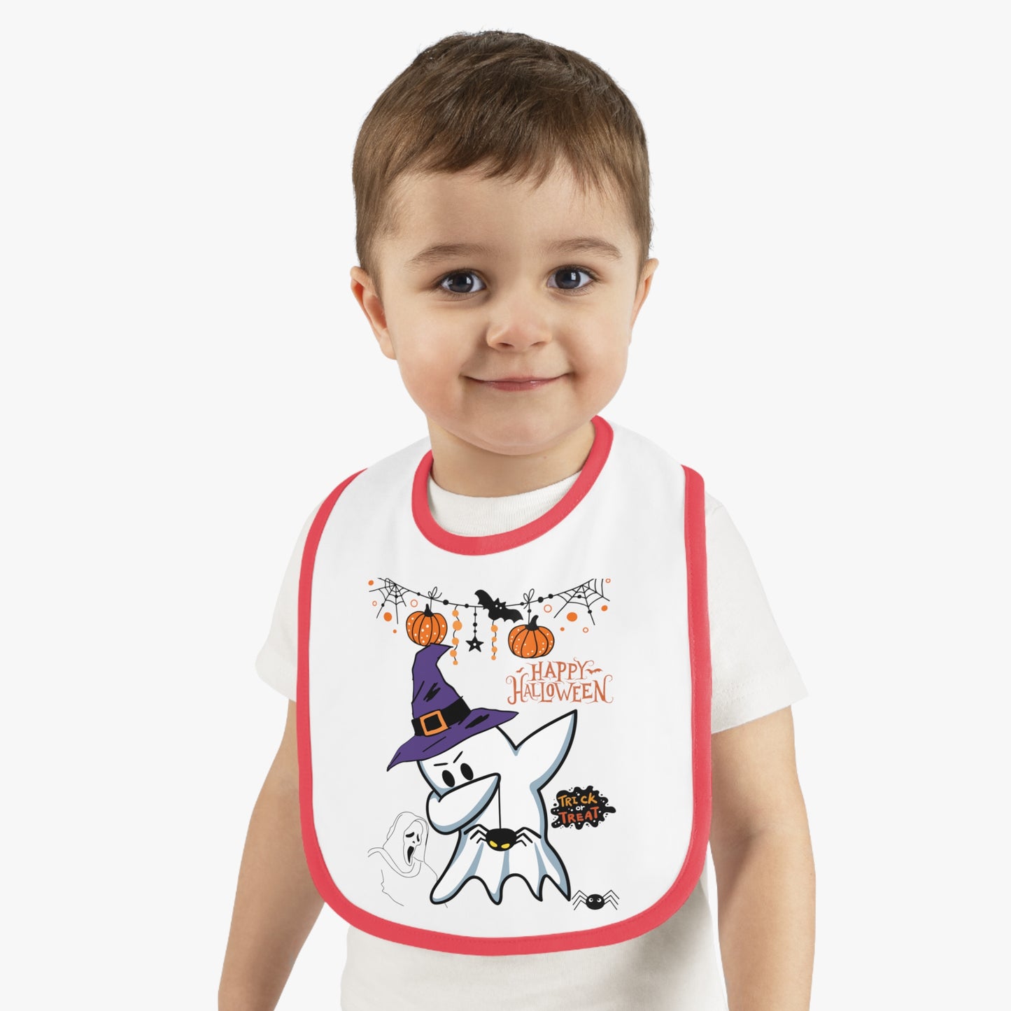 Ghost Dabbing, Baby Contrast Trim Jersey Bib