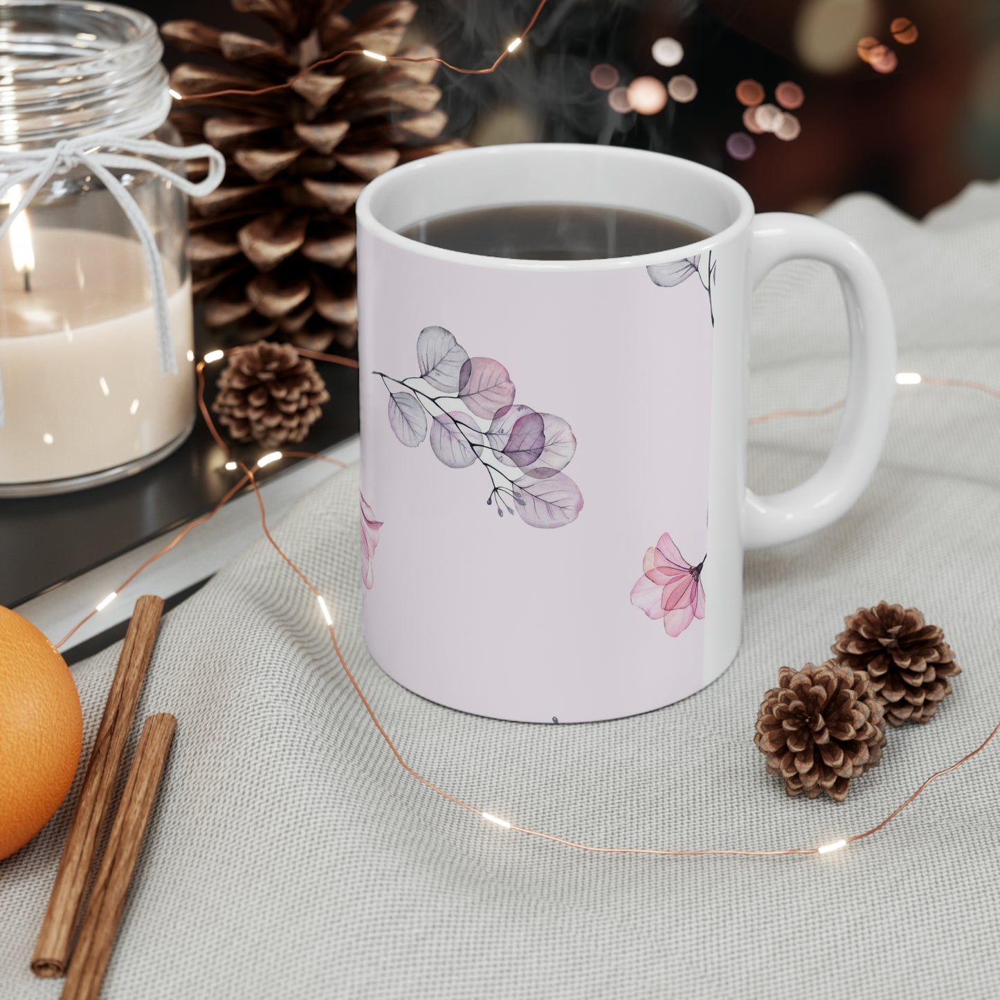 Floral Ceramic Mug, 11oz