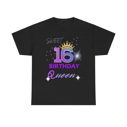 Sweet 16 Birthday queen Unisex Heavy Cotton Tee