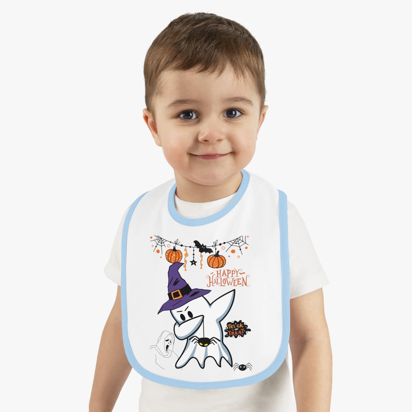 Ghost Dabbing, Baby Contrast Trim Jersey Bib