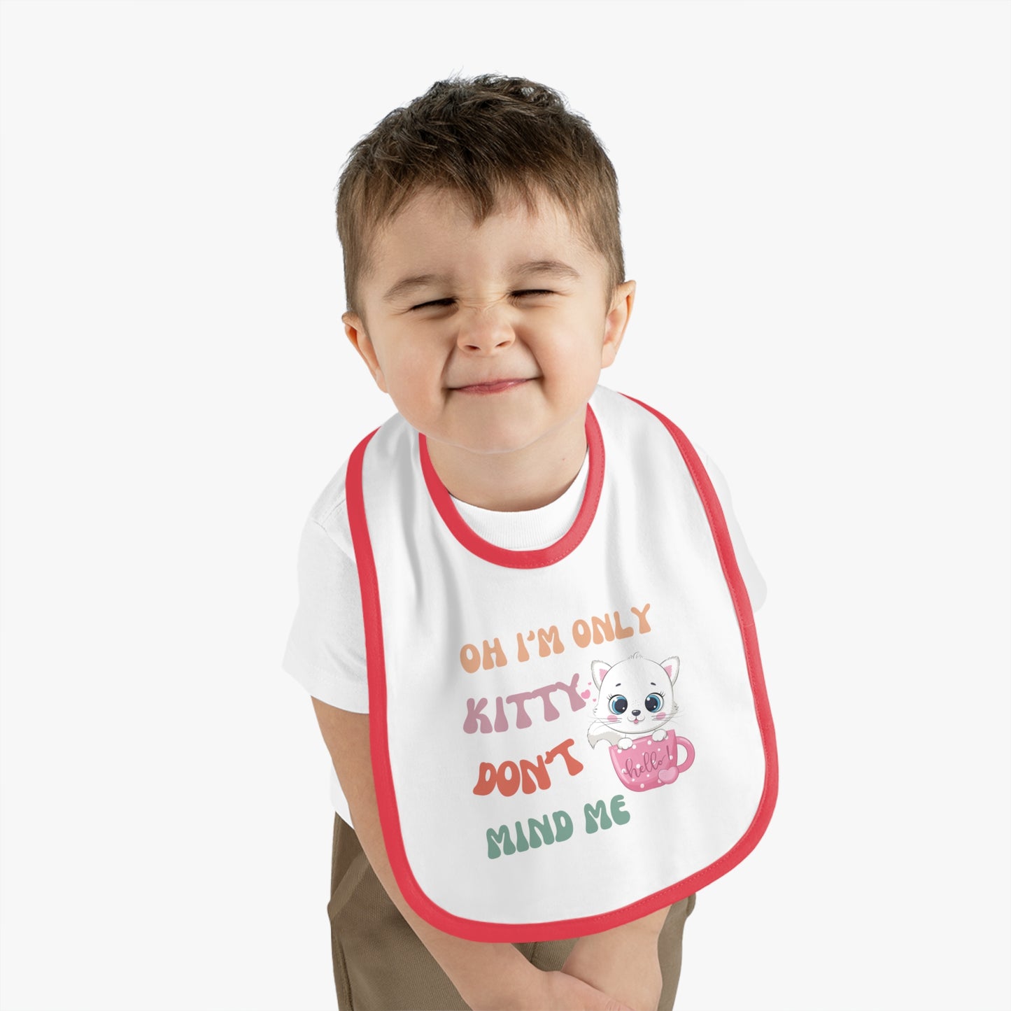 I'm only kitty, Baby Contrast Trim Jersey Bib