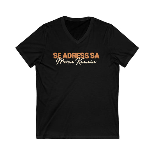 Se address sa mwen konnen Unisex Jersey Short Sleeve V-Neck Tee