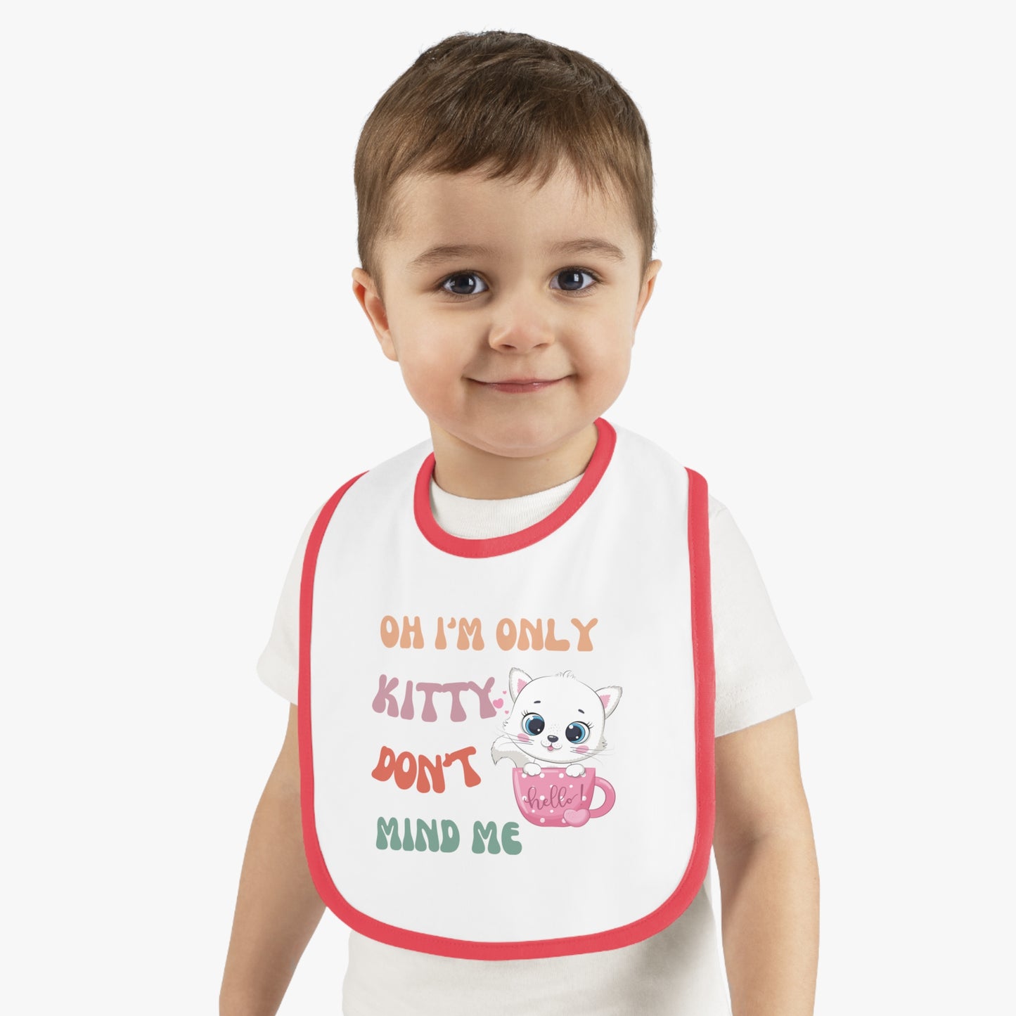 I'm only kitty, Baby Contrast Trim Jersey Bib