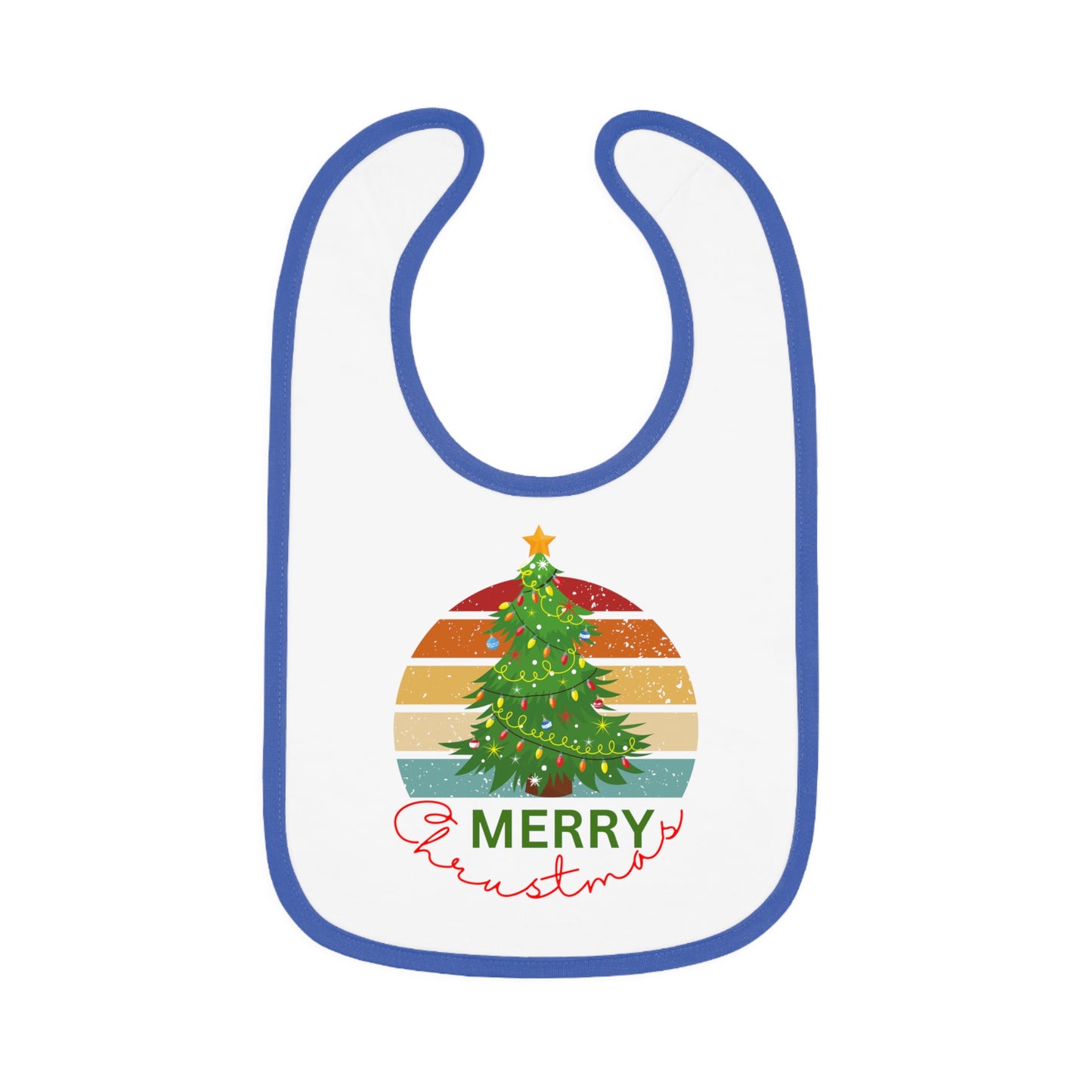 Merry Christmas, Baby Contrast Trim Jersey Bib