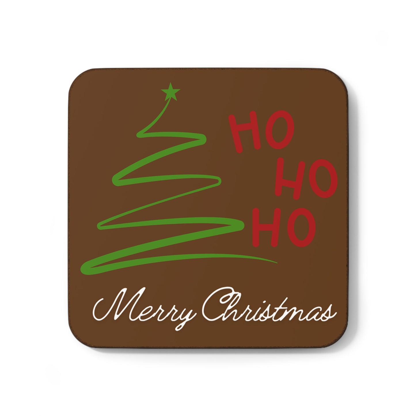 Ho ho ho Merry Christmas, Hardboard Back Coaster