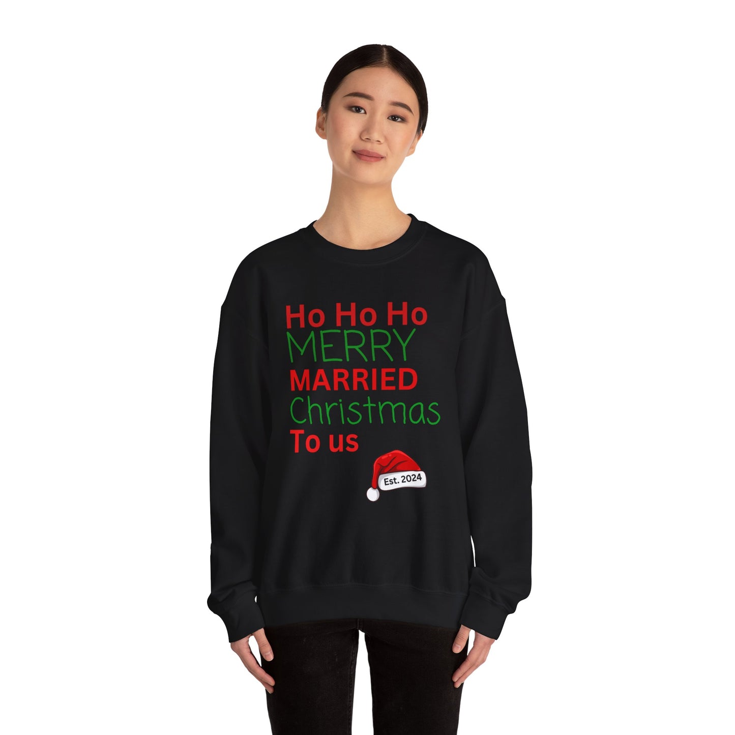 Ho ho ho Merry Married Christmas to us Unisex Heavy Blend™ Crewneck Sweatshirt