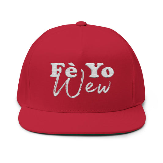 Fè yo wew Stylish Flat Bill Cap | Electric Vibe Hat for Casual Outings, Fashion Statement, Gift Idea for Dad, Birthday Cap