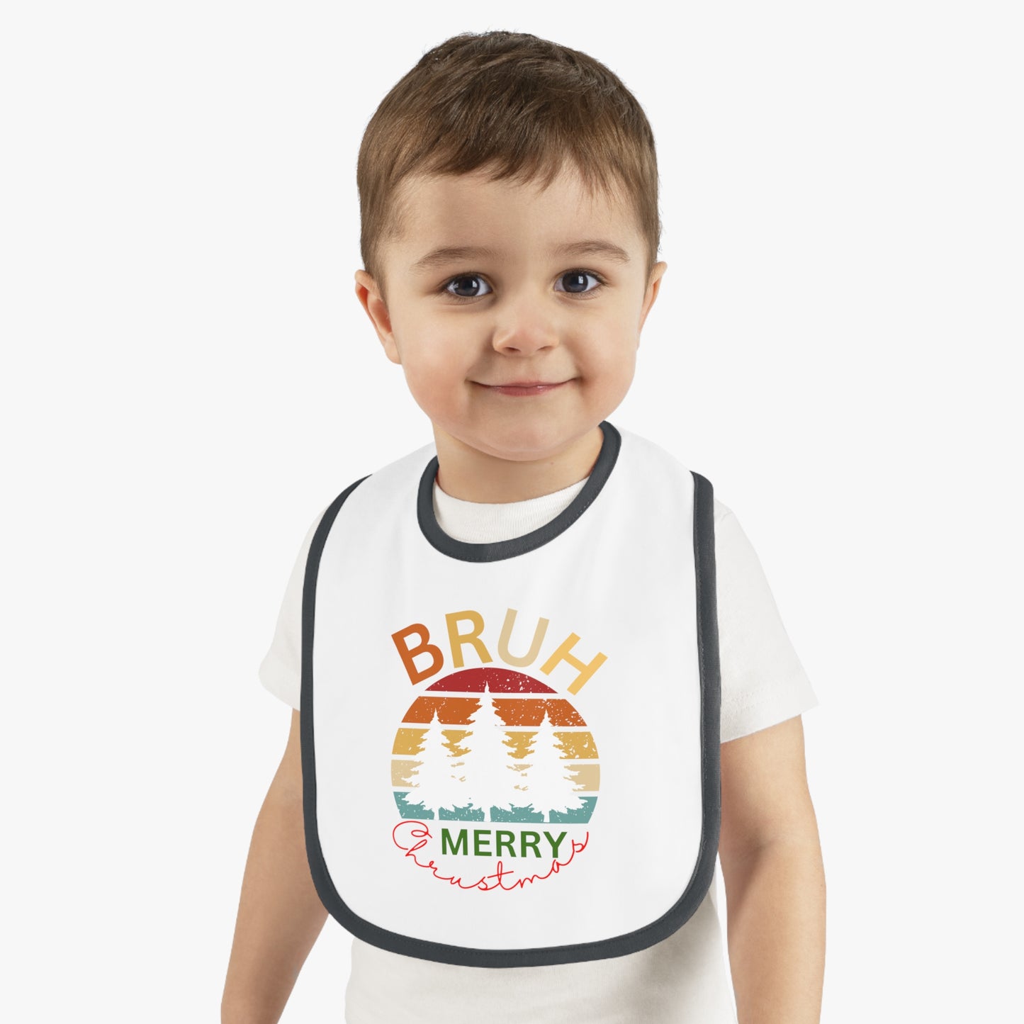 Merry Christmas, Baby Contrast Trim Jersey Bib