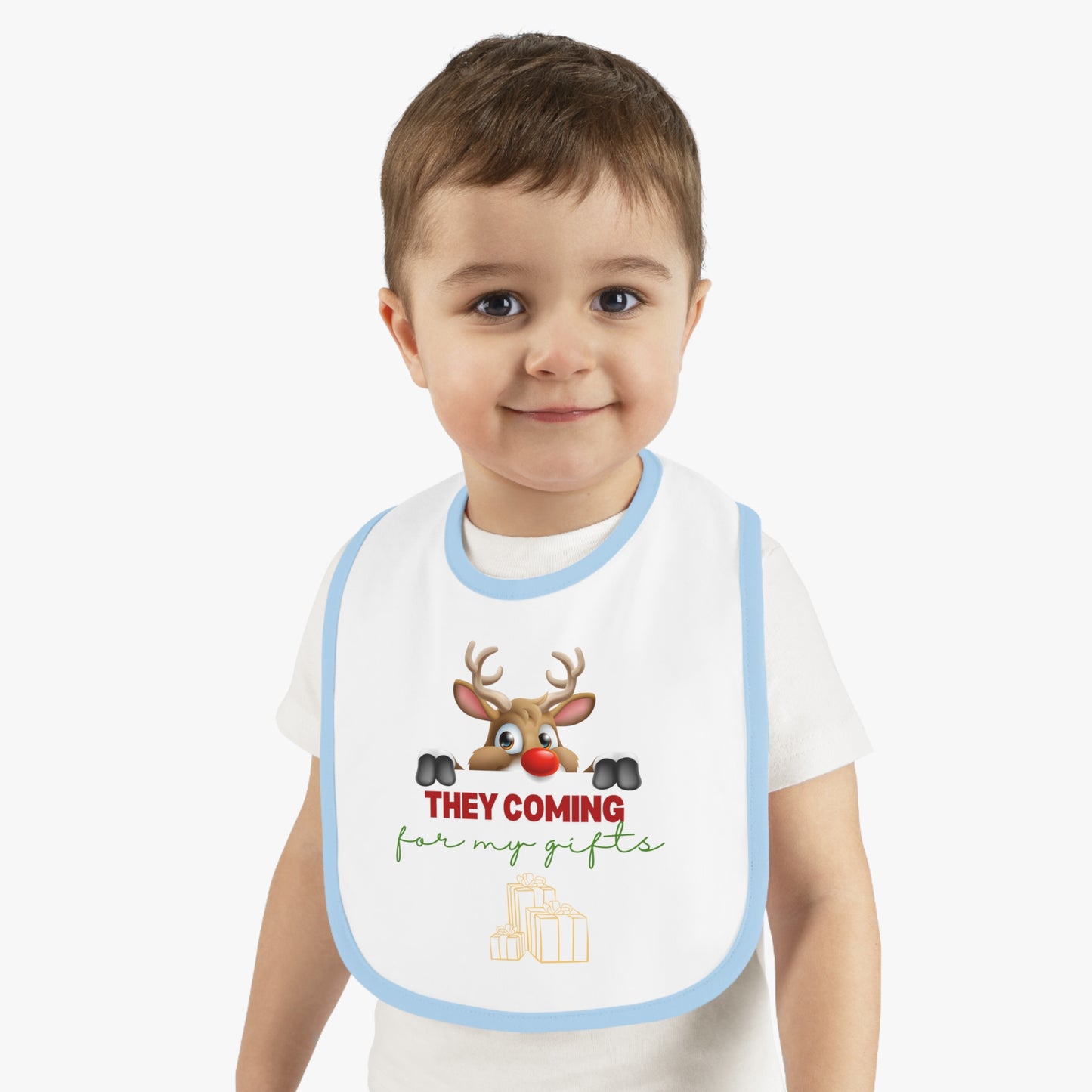 Copy of Merry Christmas, Baby Contrast Trim Jersey Bib