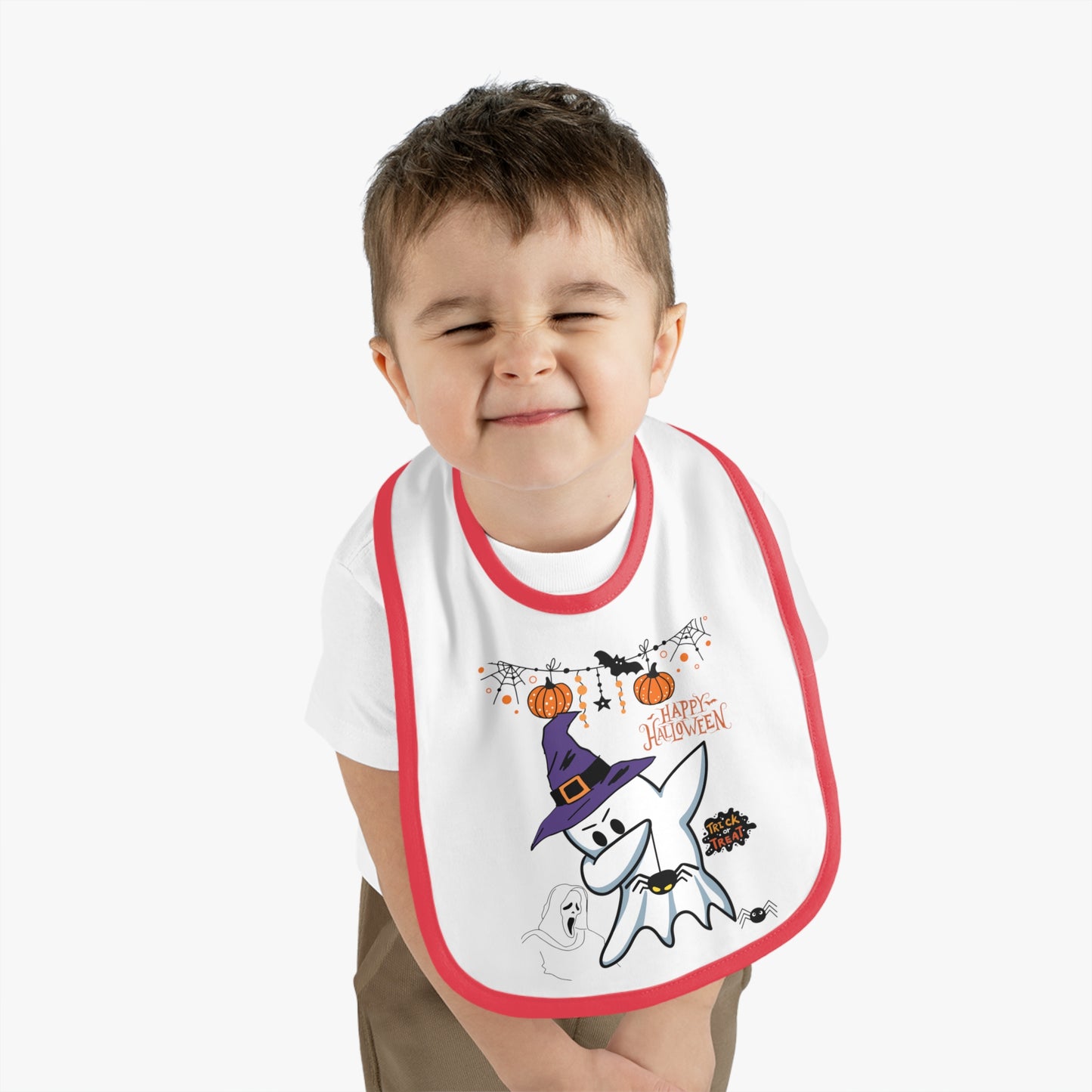 Ghost Dabbing, Baby Contrast Trim Jersey Bib