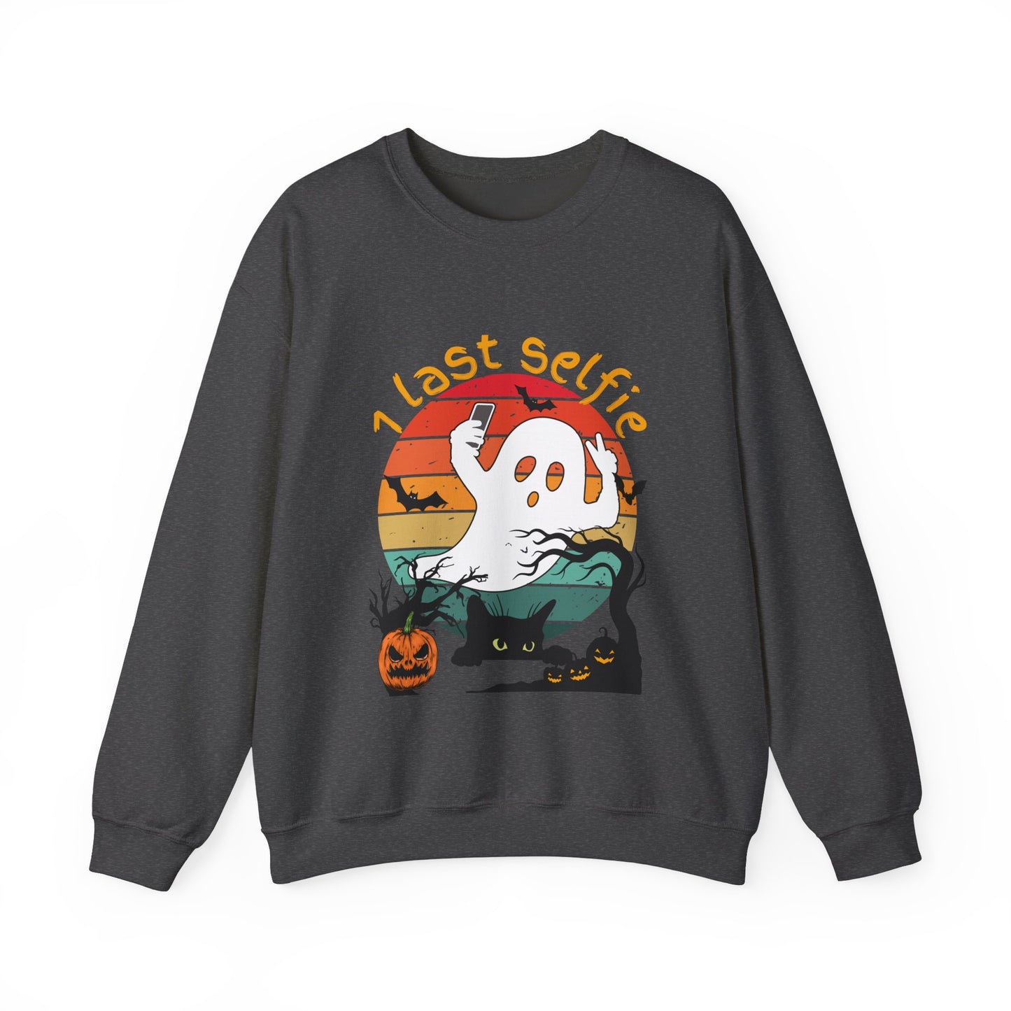 Halloween Ghost 1 last selfie Unisex Heavy Blend™ Crewneck Sweatshirt