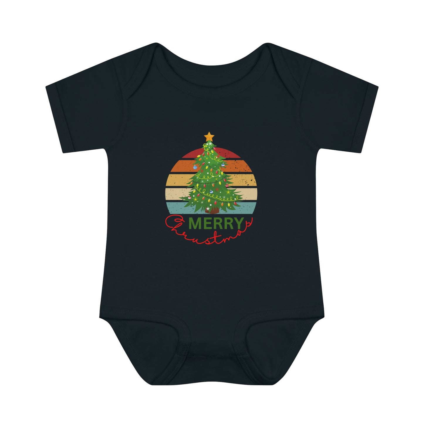 Merry Christmas, Infant Baby Rib Bodysuit