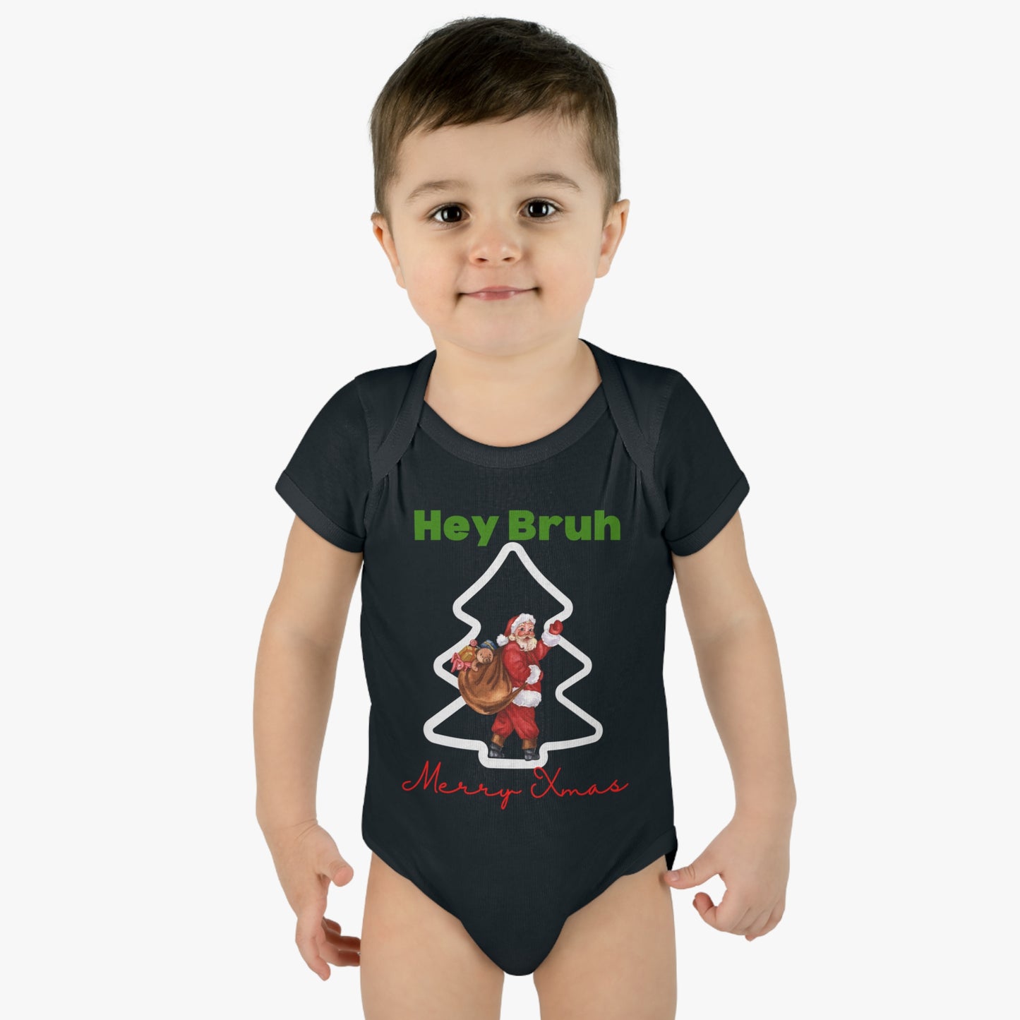 Hey Bruh Merry Christmas. Infant Baby Rib Bodysuit