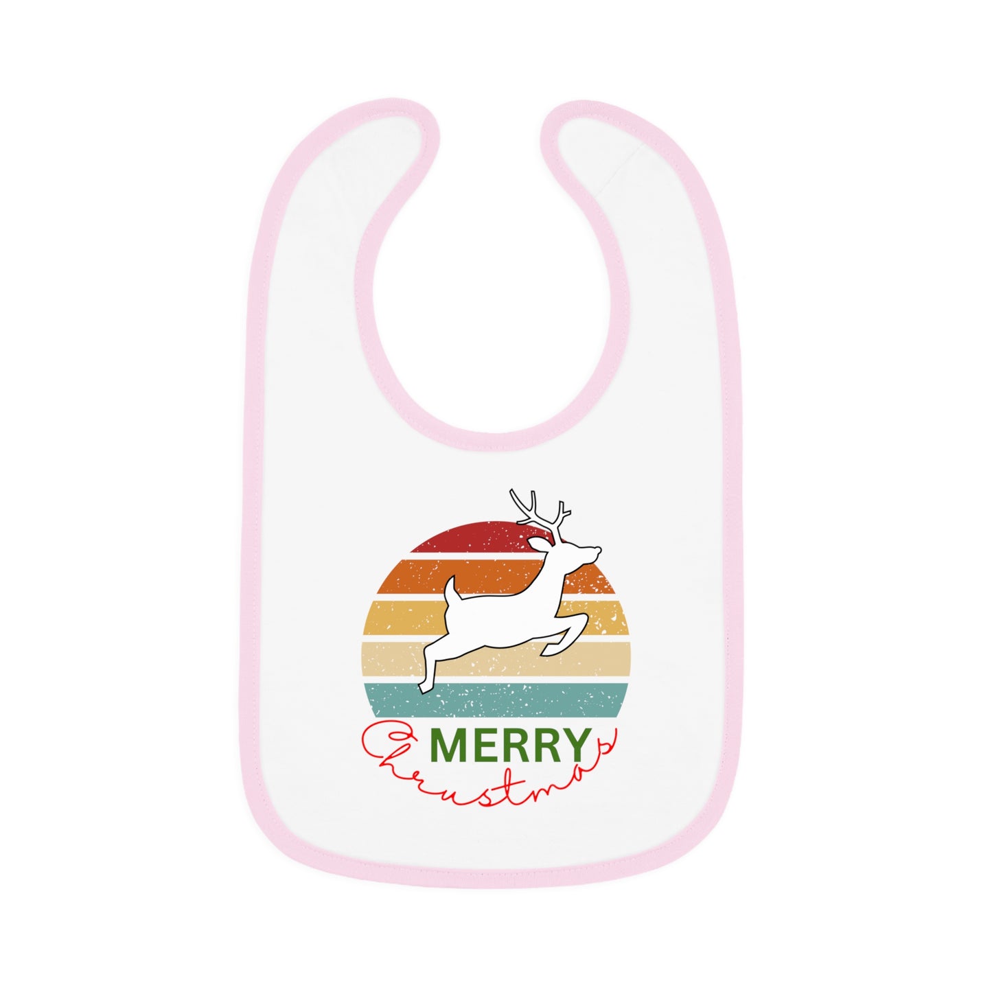 Merry Christmas, Baby Contrast Trim Jersey Bib