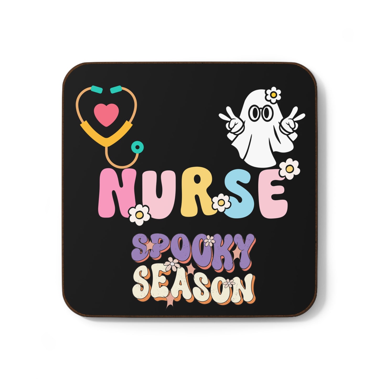 Nurse Spooky season, Hardboard Back Coaster