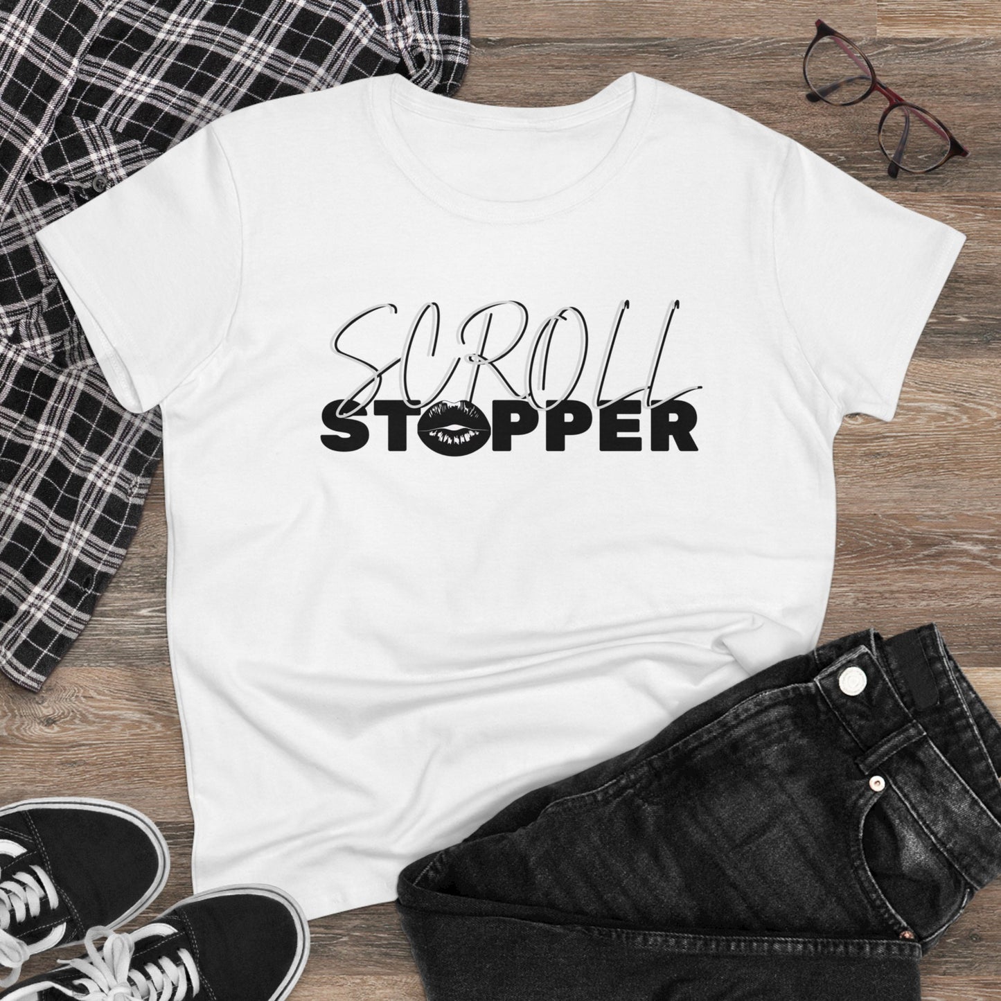 Scroll stopper cute Women's Midweight Cotton Tee