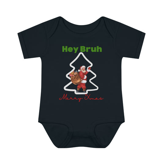 Hey Bruh Merry Christmas. Infant Baby Rib Bodysuit