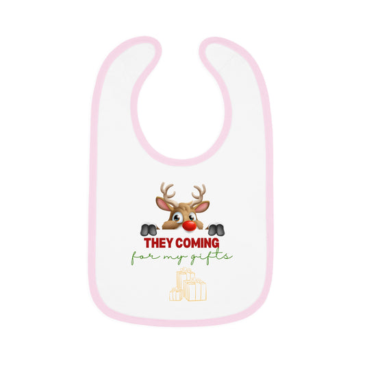 Copy of Merry Christmas, Baby Contrast Trim Jersey Bib