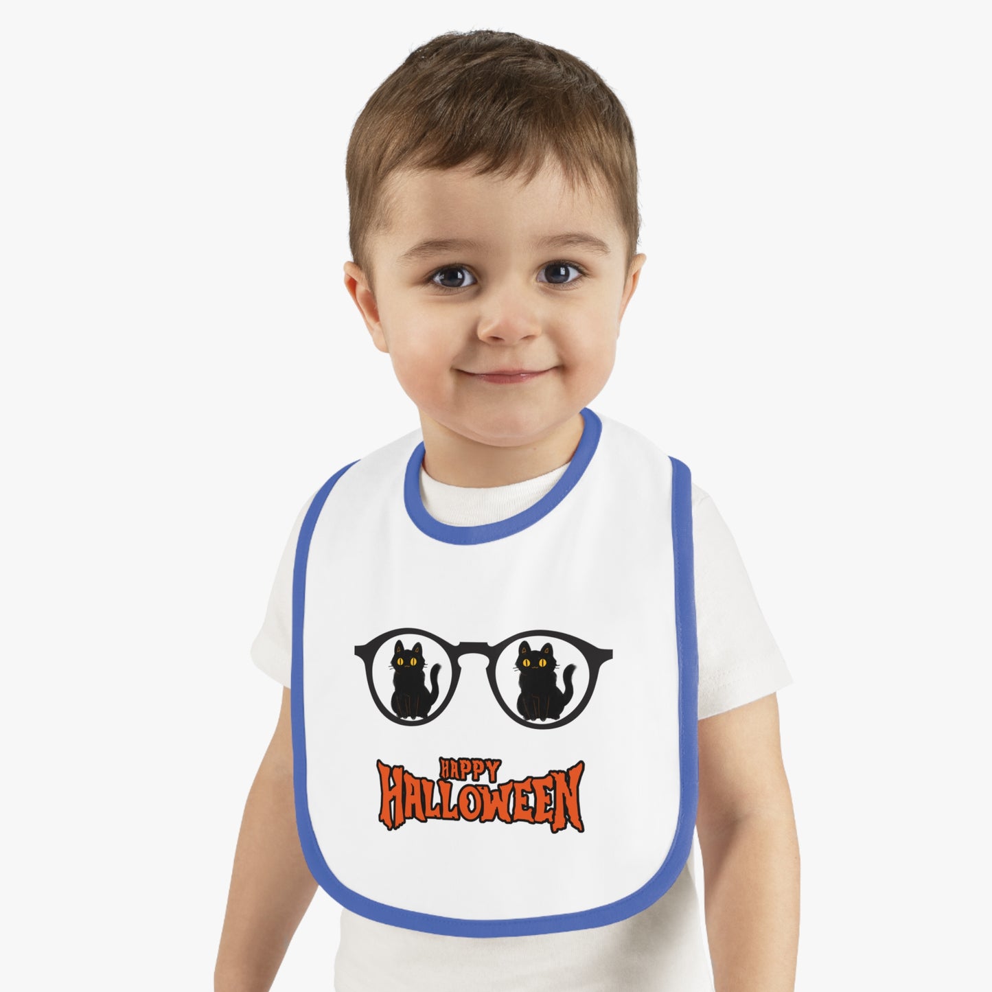 Happy Halloween, Baby Contrast Trim Jersey Bib