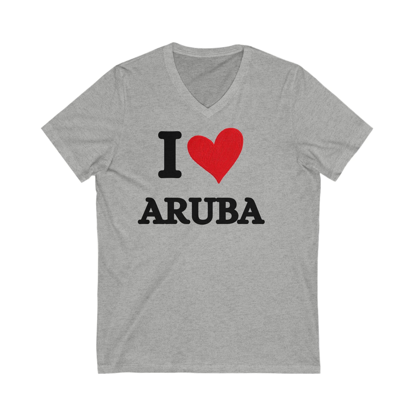 I love Aruba Unisex Jersey Short Sleeve V-Neck Tee