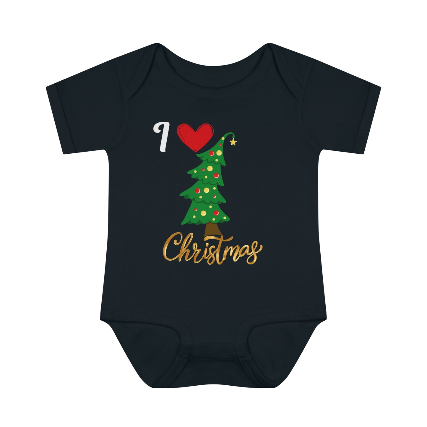 I love Christmas. Infant Baby Rib Bodysuit