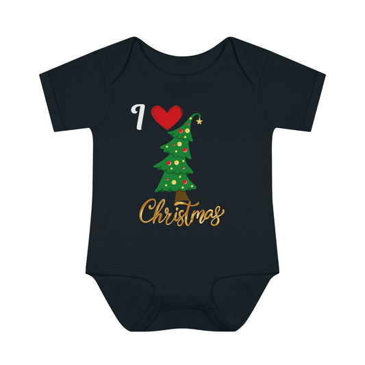 I love Christmas. Infant Baby Rib Bodysuit