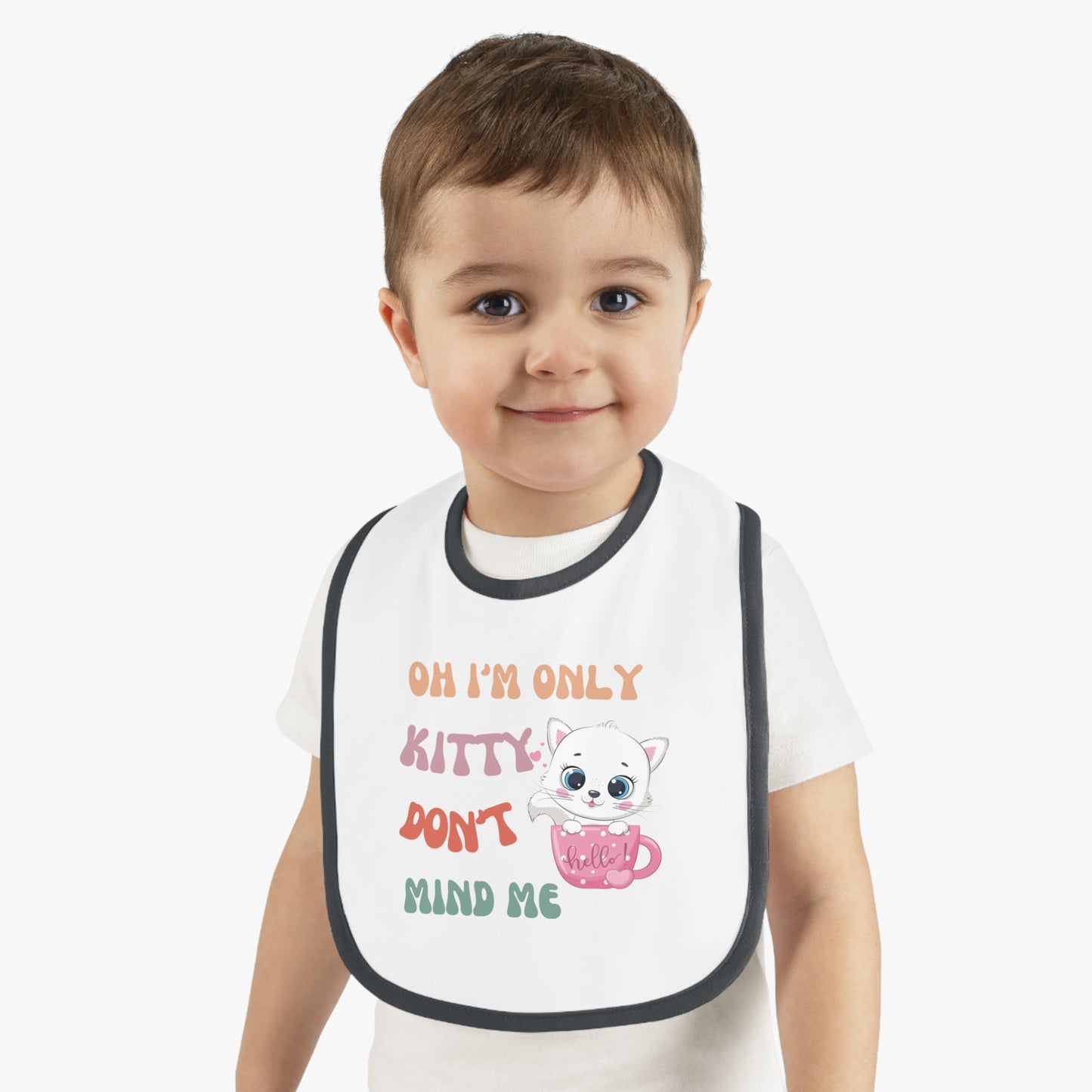 I'm only kitty, Baby Contrast Trim Jersey Bib