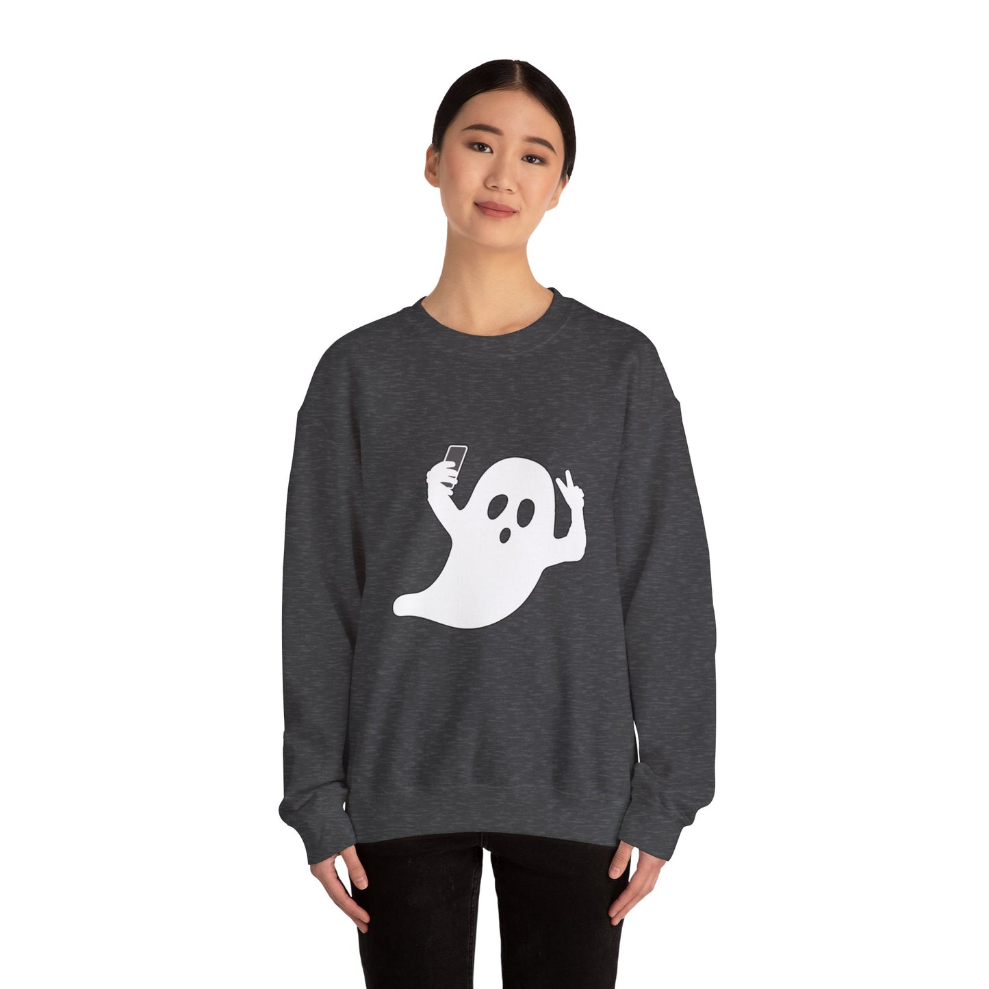 Halloween Ghost selfie  Unisex Heavy Blend™ Crewneck Sweatshirt