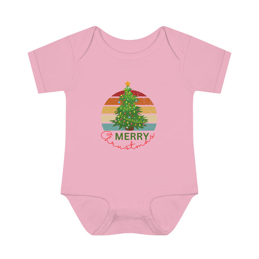 Merry Christmas, Infant Baby Rib Bodysuit