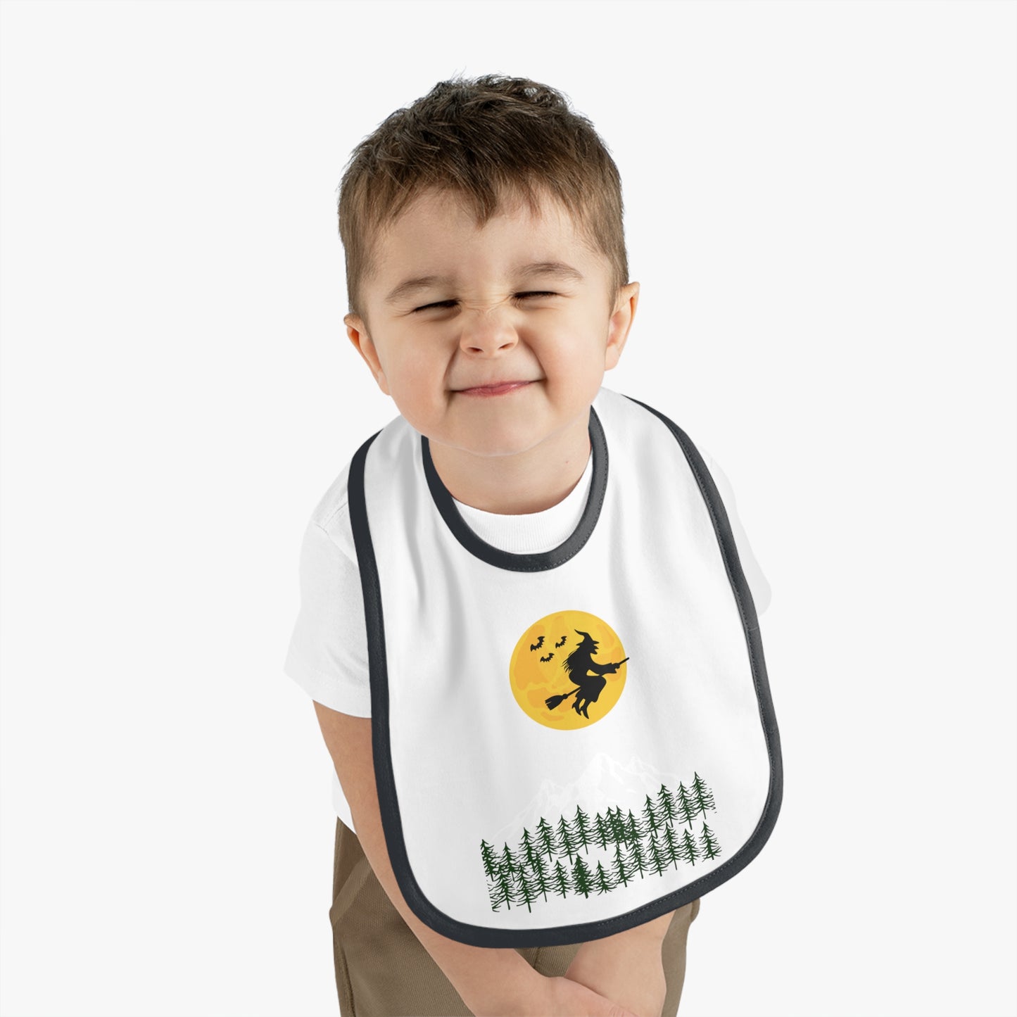 Happy Halloween, Baby Contrast Trim Jersey Bib