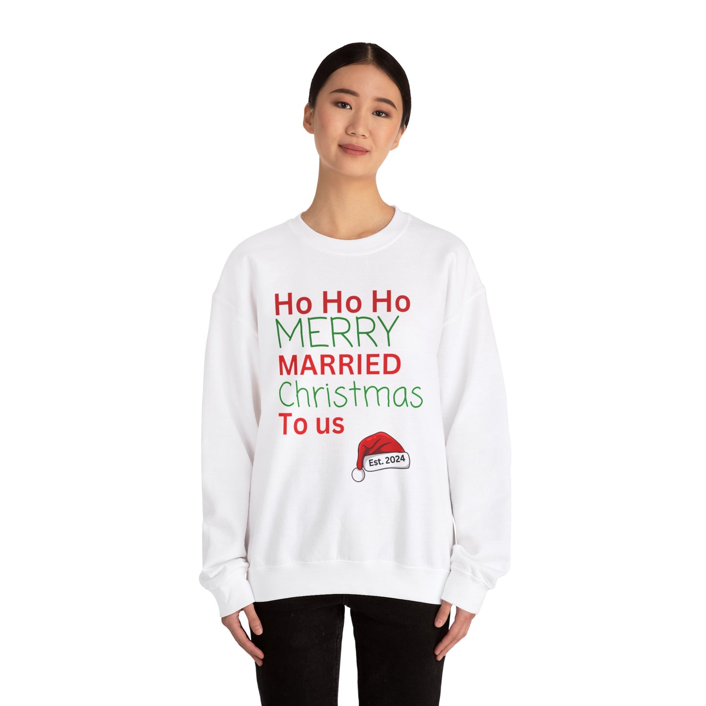 Ho ho ho Merry Married Christmas to us Unisex Heavy Blend™ Crewneck Sweatshirt