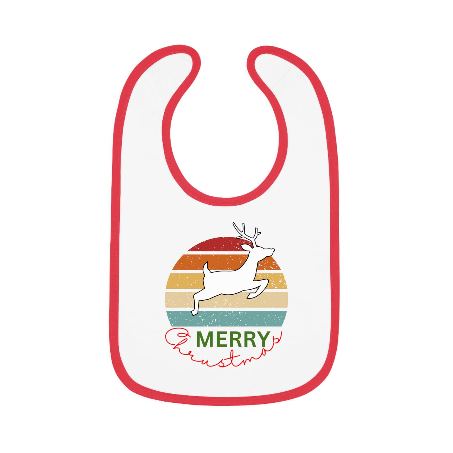 Merry Christmas, Baby Contrast Trim Jersey Bib