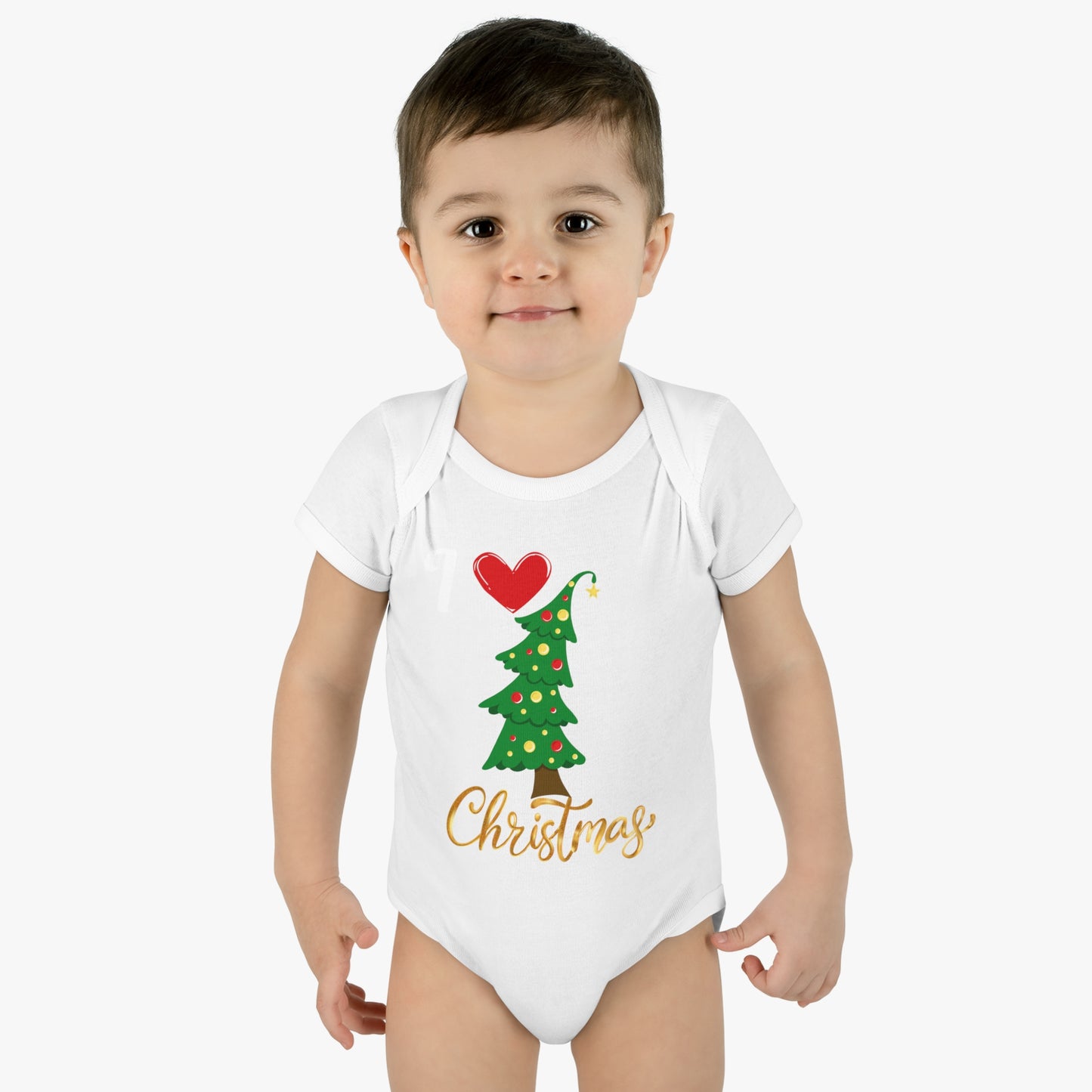 I love Christmas. Infant Baby Rib Bodysuit