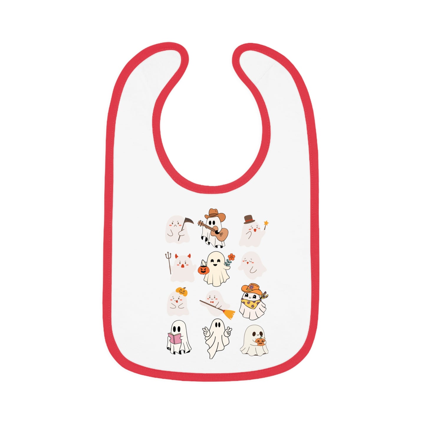 Happy Halloween Ghostivity, Baby Contrast Trim Jersey Bib