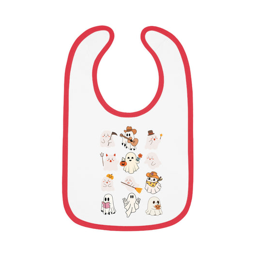 Happy Halloween Ghostivity, Baby Contrast Trim Jersey Bib