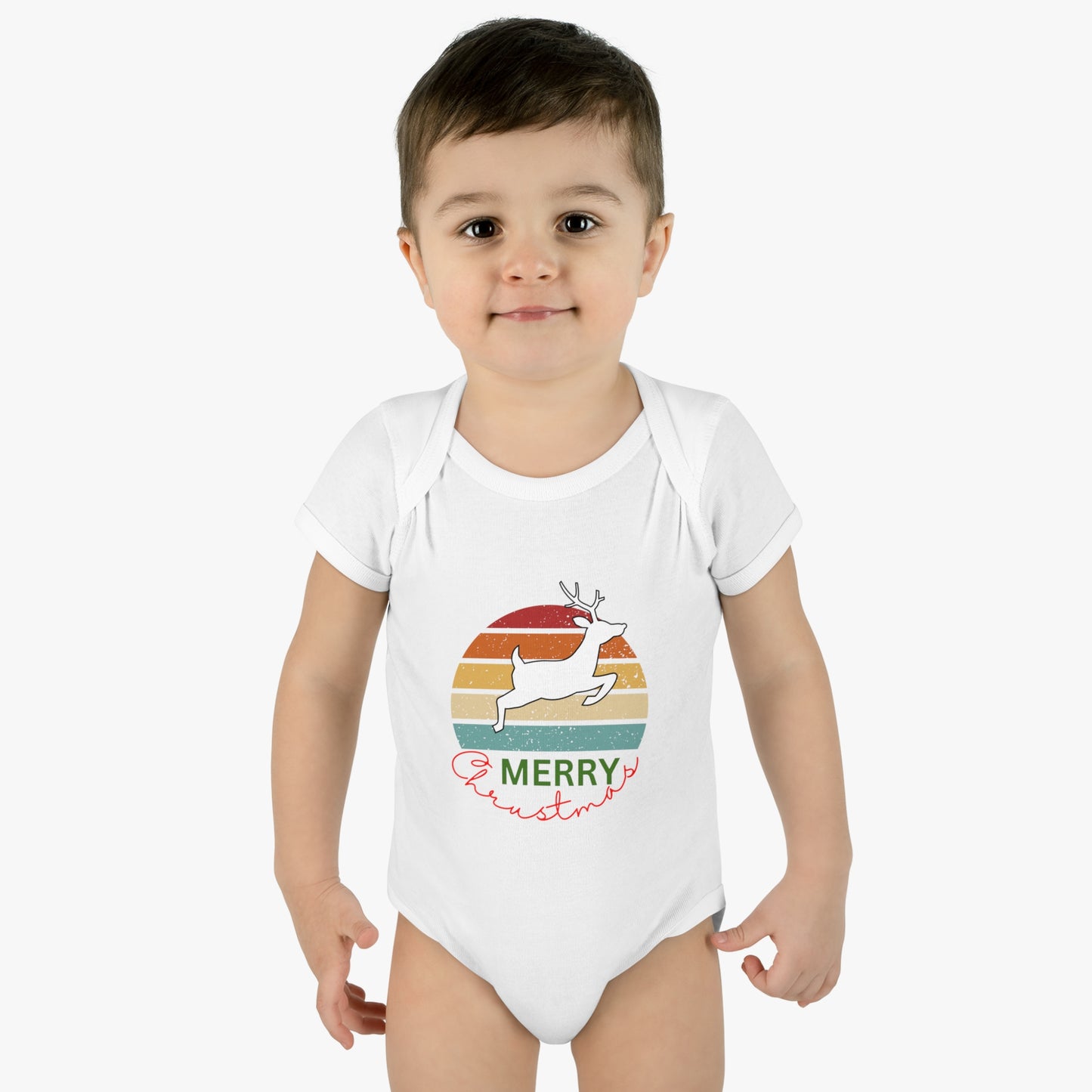 Merry Christmas. Infant Baby Rib Bodysuit