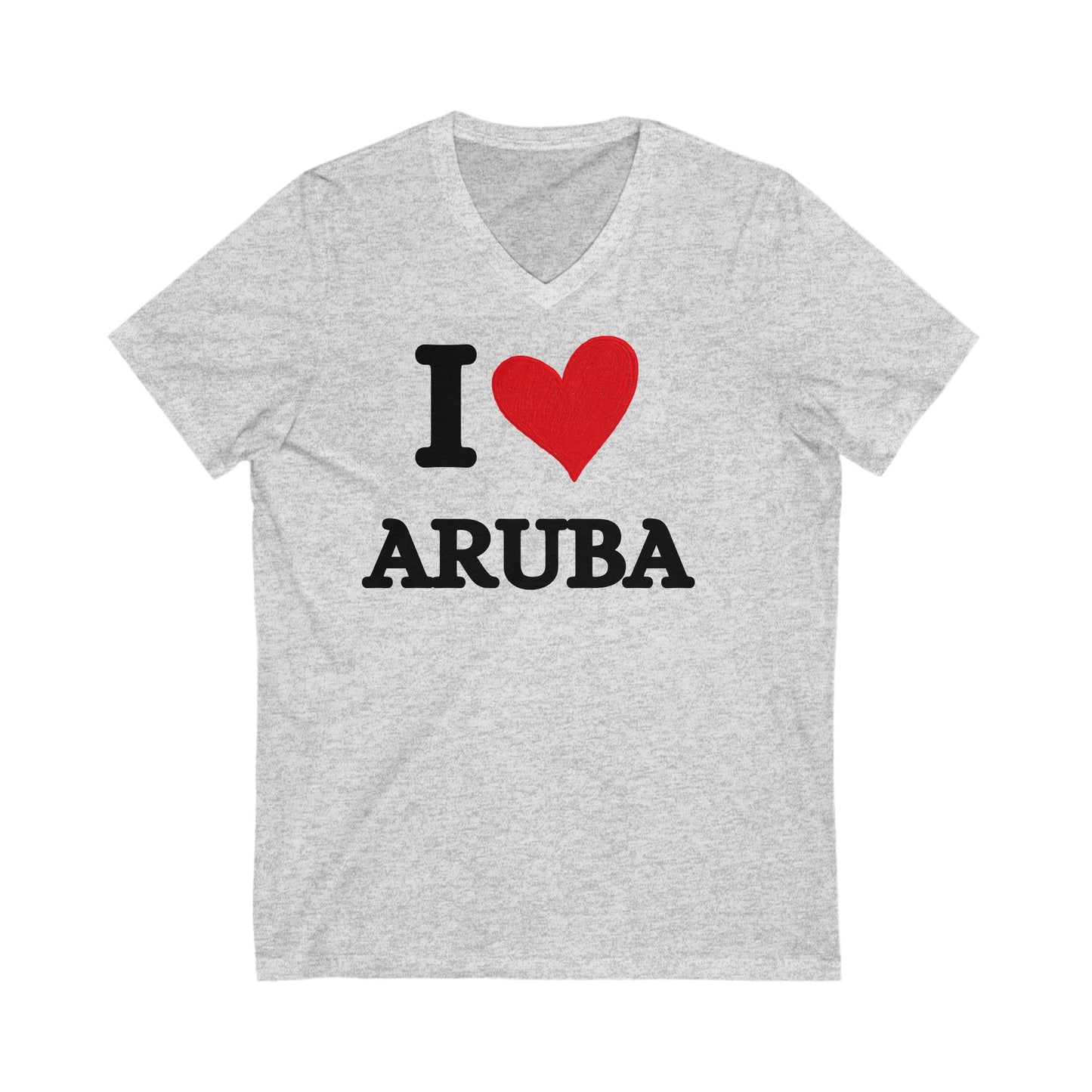 I love Aruba Unisex Jersey Short Sleeve V-Neck Tee