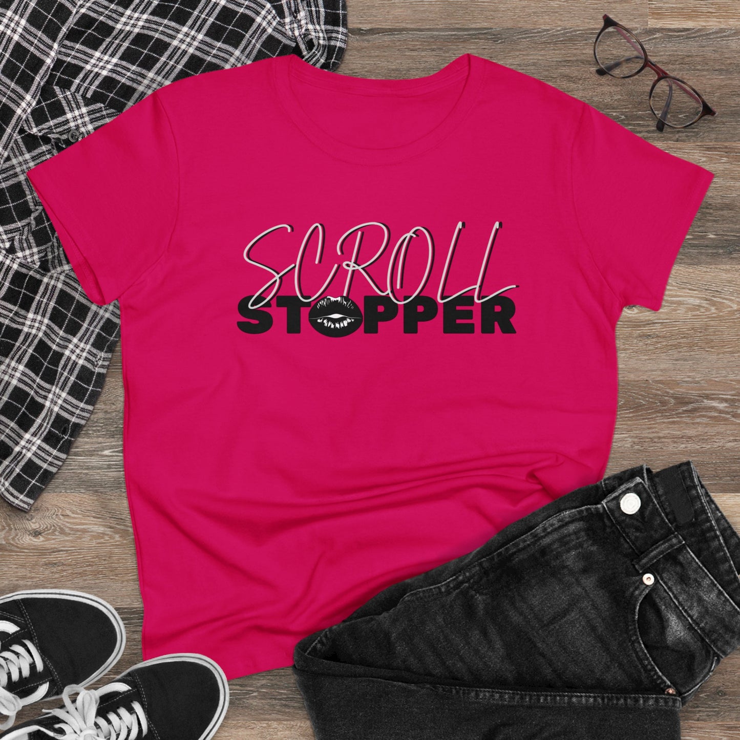 Scroll stopper cute Women's Midweight Cotton Tee