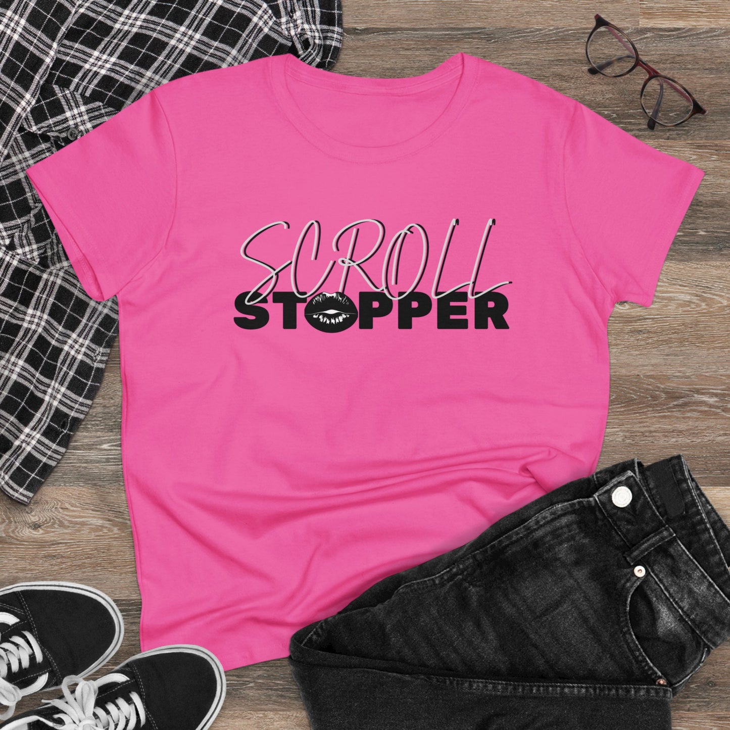 Scroll stopper cute Women's Midweight Cotton Tee