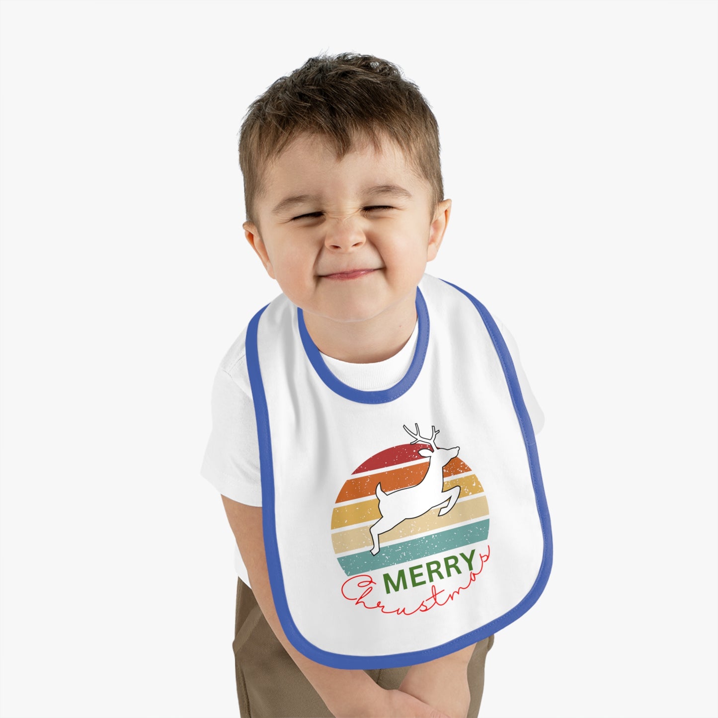 Merry Christmas, Baby Contrast Trim Jersey Bib