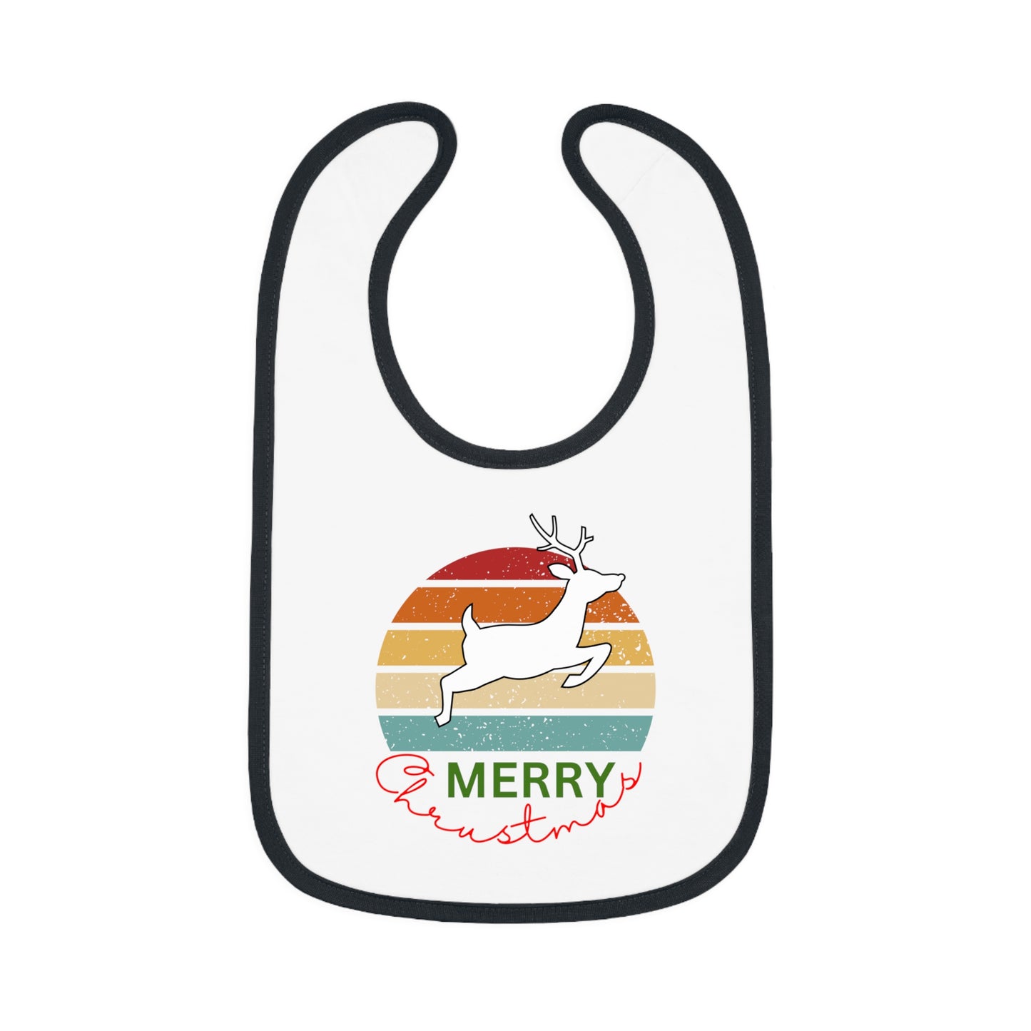 Merry Christmas, Baby Contrast Trim Jersey Bib