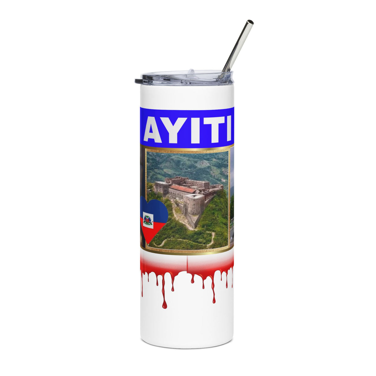 Ayiti 20oz Stainless Steel Tumbler — Haitian Flag & Citadel Design