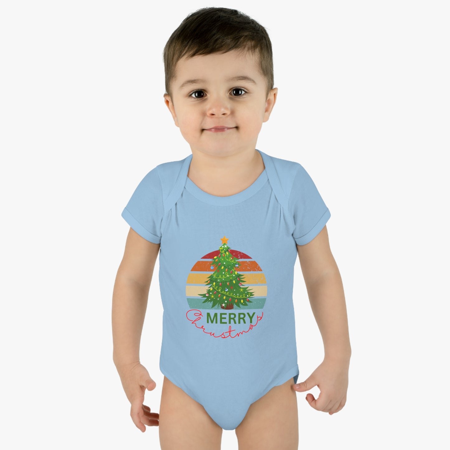 Merry Christmas, Infant Baby Rib Bodysuit