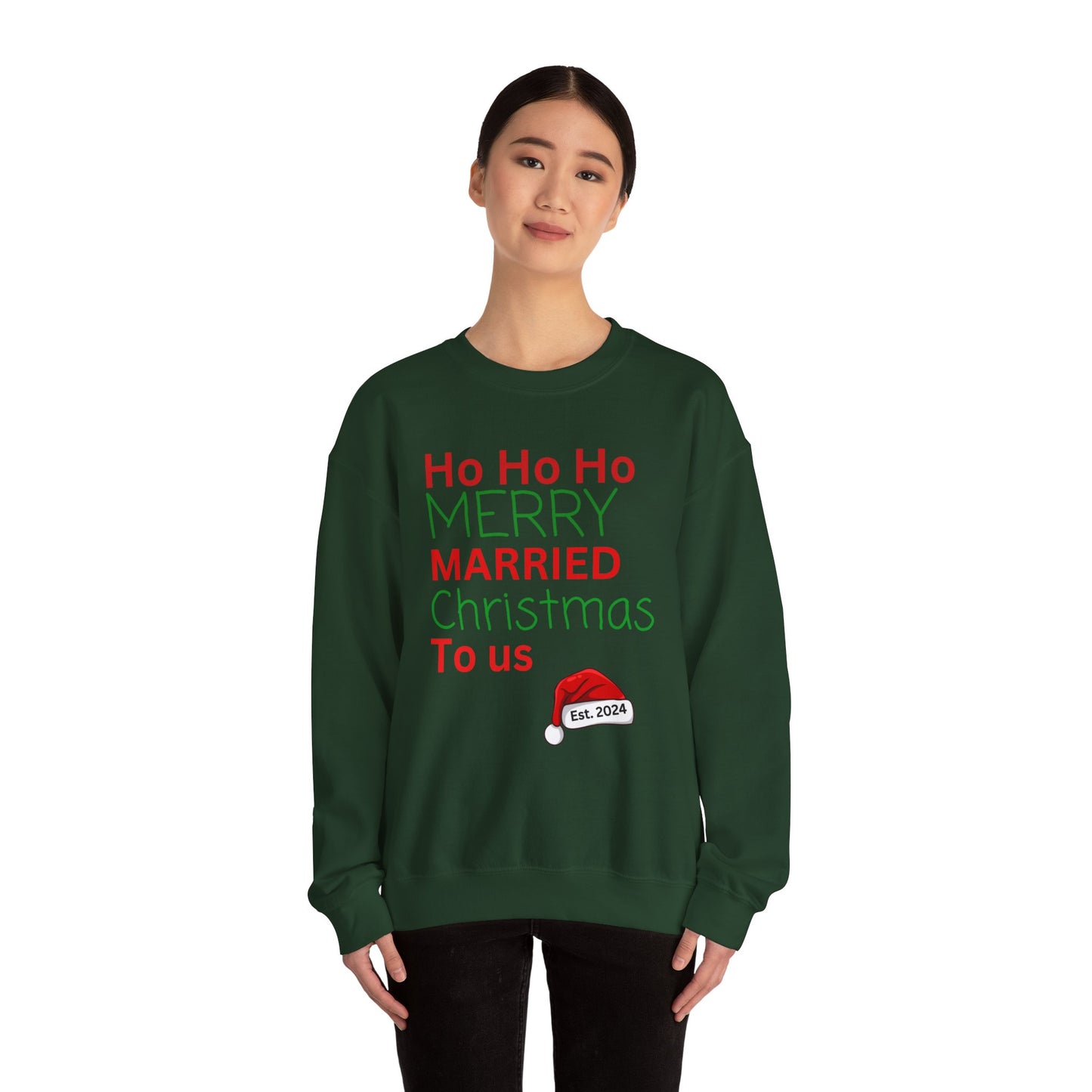 Ho ho ho Merry Married Christmas to us Unisex Heavy Blend™ Crewneck Sweatshirt